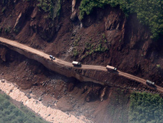 Aerial shots of earthquake stricken area