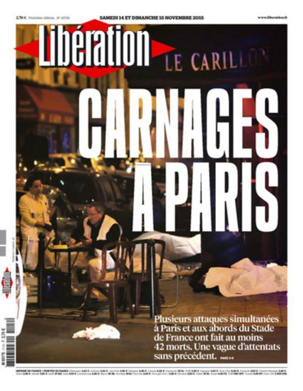 Shock, horror and outrage over Paris attacks on French newspaper front page