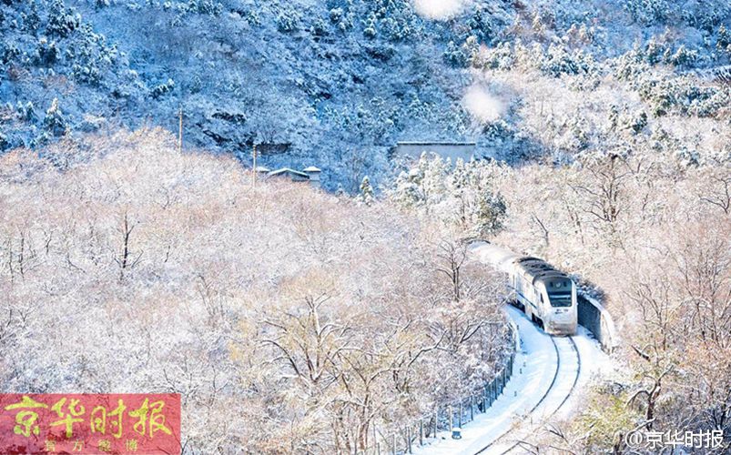 Breathtaking Bullet Train traveling through Juyongguan Pass
