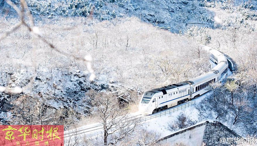 Breathtaking Bullet Train traveling through Juyongguan Pass
