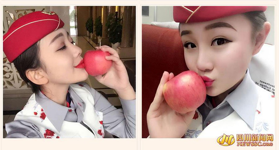 Apples kissed by airline stewardess sold on shopping website
