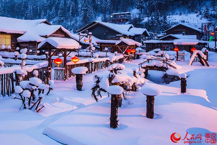 The most beautiful town of snow in China