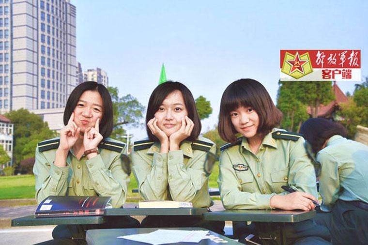 Versatile female soldiers in military camp
