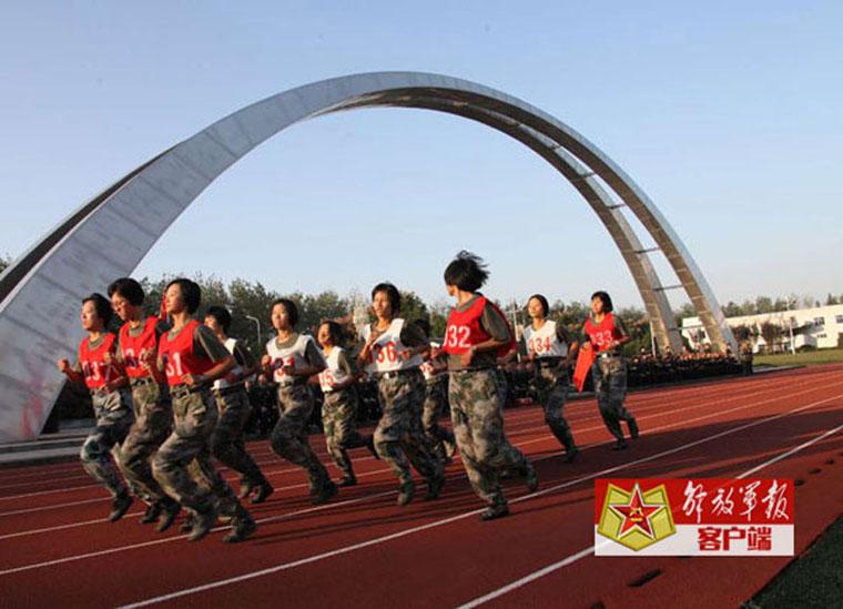 Versatile female soldiers in military camp
