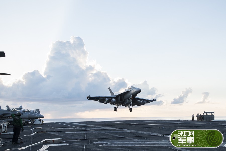 U.S. fighter jet flies over South China Sea