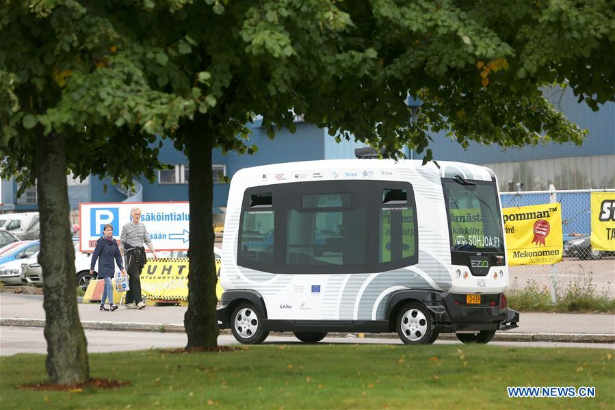 Driverless mini bus tested on open road in Helsinki