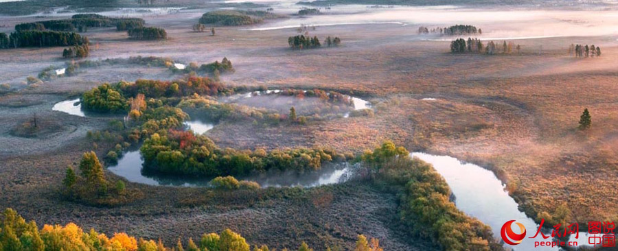 Autumn scenery of Nanwenghe Wetland