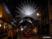 Christmas lights shine in central London, Britain