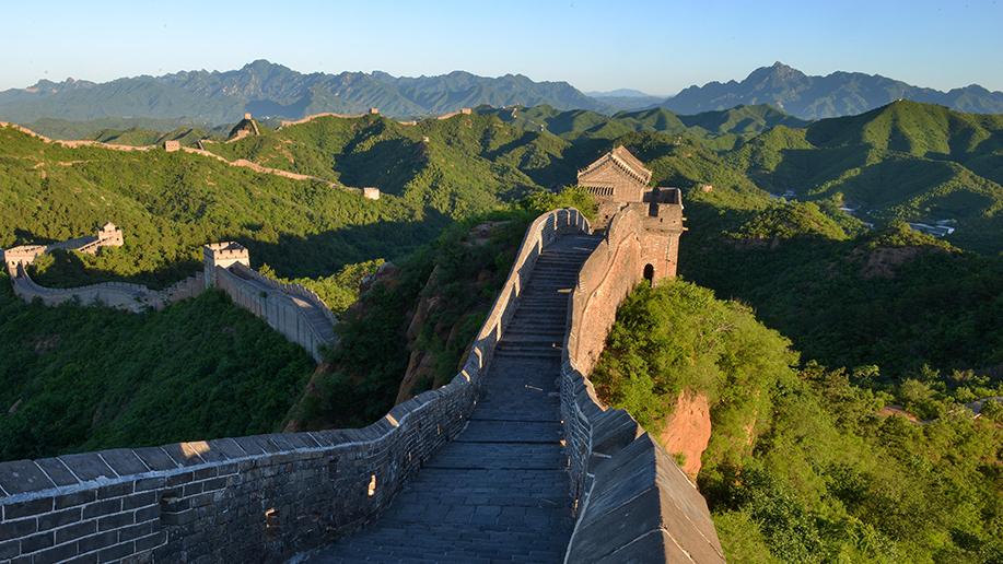 Great Wall covered in lush greenery