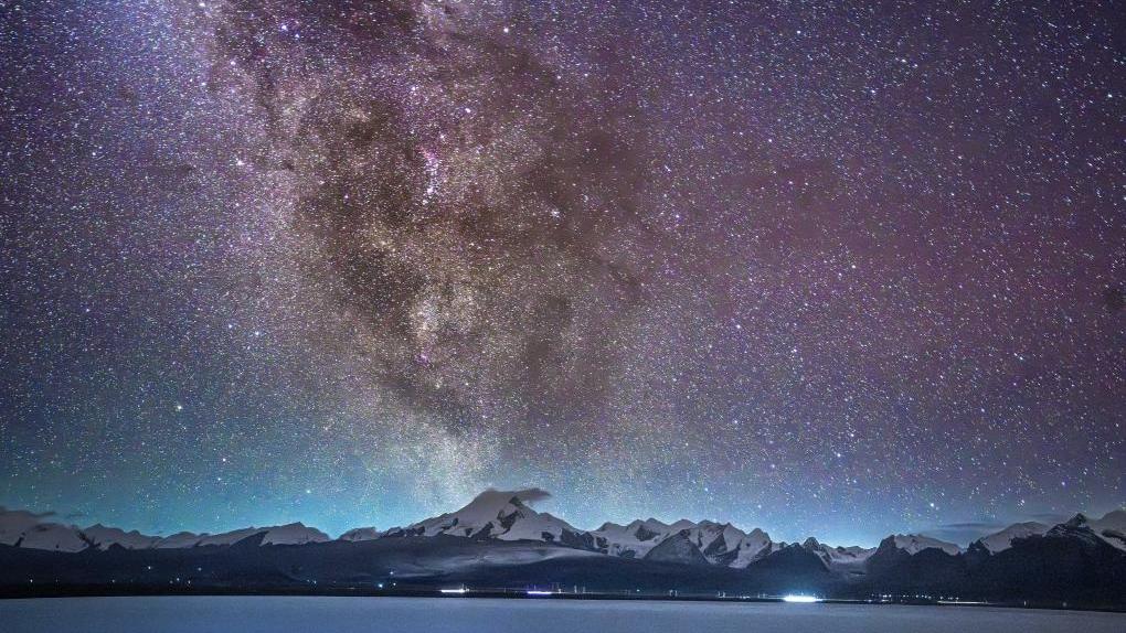 View of Milky Way above Baiku Co in SW China's Xizang