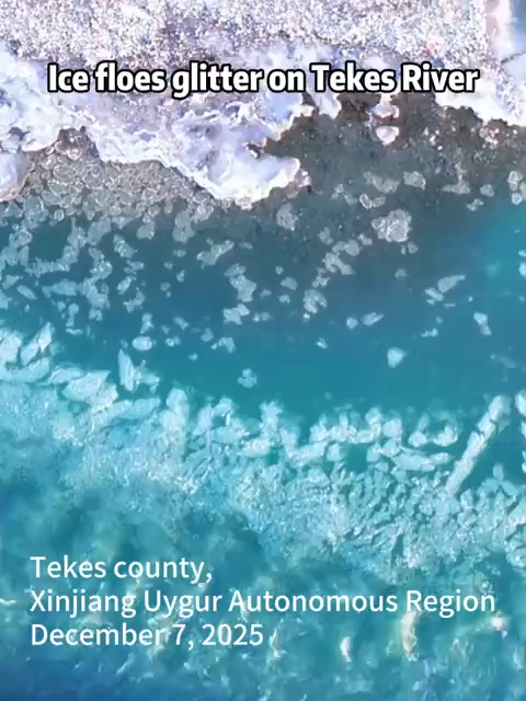 Ice floes glitter on Tekes River