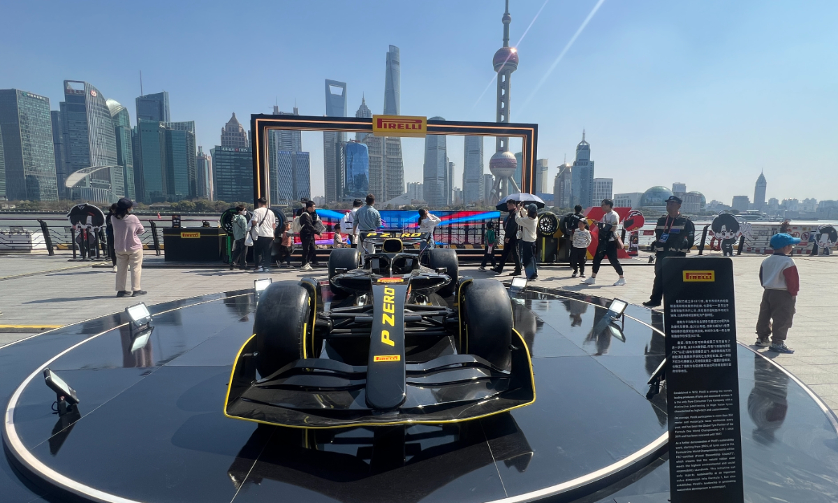 Citizens and tourists participate in an F1-themed auto culture festival at the North Bund International Cruise Terminal in Shanghai on March 22, 2025. Photo: Du Qiongfang/GT
