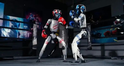 The first-ever humanoid robot fighting tournament kicks off on May 25, 2025 in Hangzhou, East China's Zhejiang Province. Photo: Courtesy of Unitree Robotics