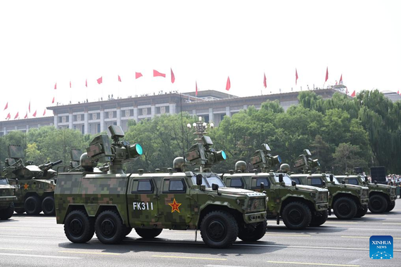 The anti-unmanned aerial vehicles formation attends a V-Day parade in Beijing, capital of China, Sept. 3, 2025. (Xinhua/Yang Guanyu)