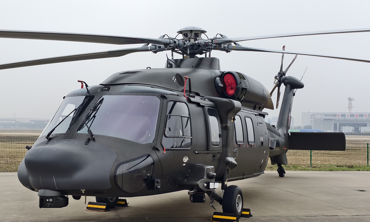 A Z-20 helicopter is on static ground display in North China's Tianjin Municipality on October 15, 2025, ahead of the 7th China Helicopter Exposition scheduled to be held from October 16 to 19. Photo: Liu Xuanzun/GT