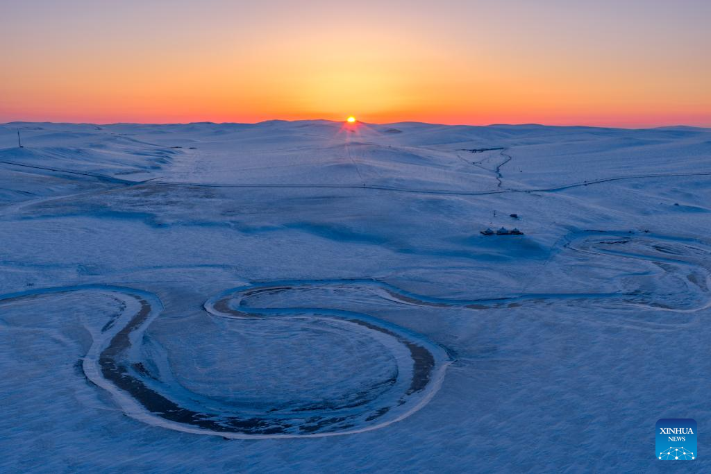 Winter scenery of Chenbarhu Banner Grassland in Hulun Buir, China's Inner Mongolia