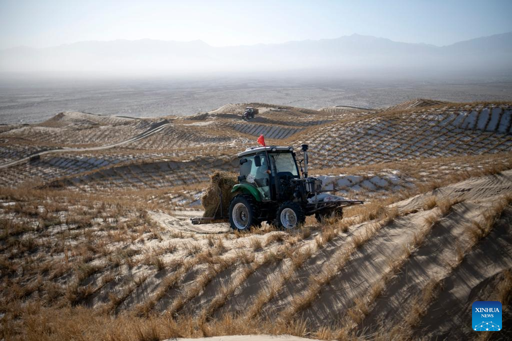 Desert control project underway in Aksay, China's Gansu